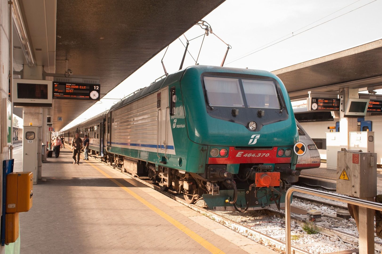 Train ready to leave at a station in Italy