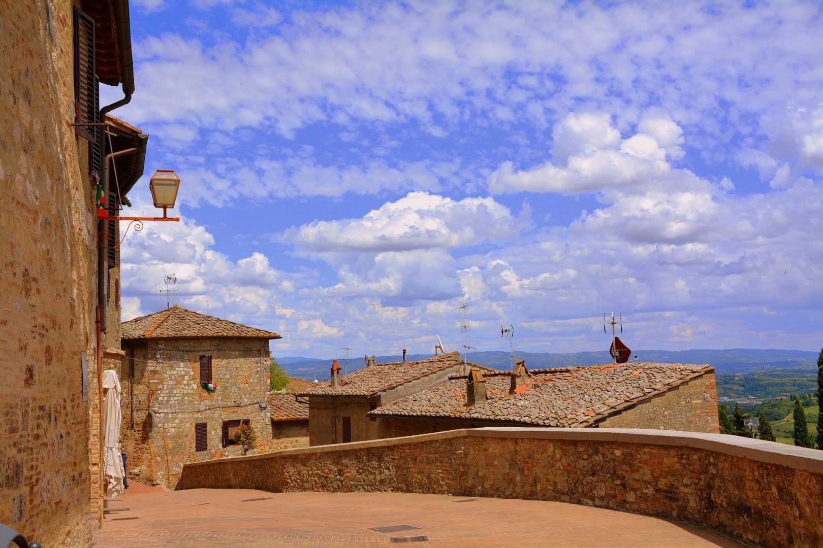 Old houses in Italy against the blue sky