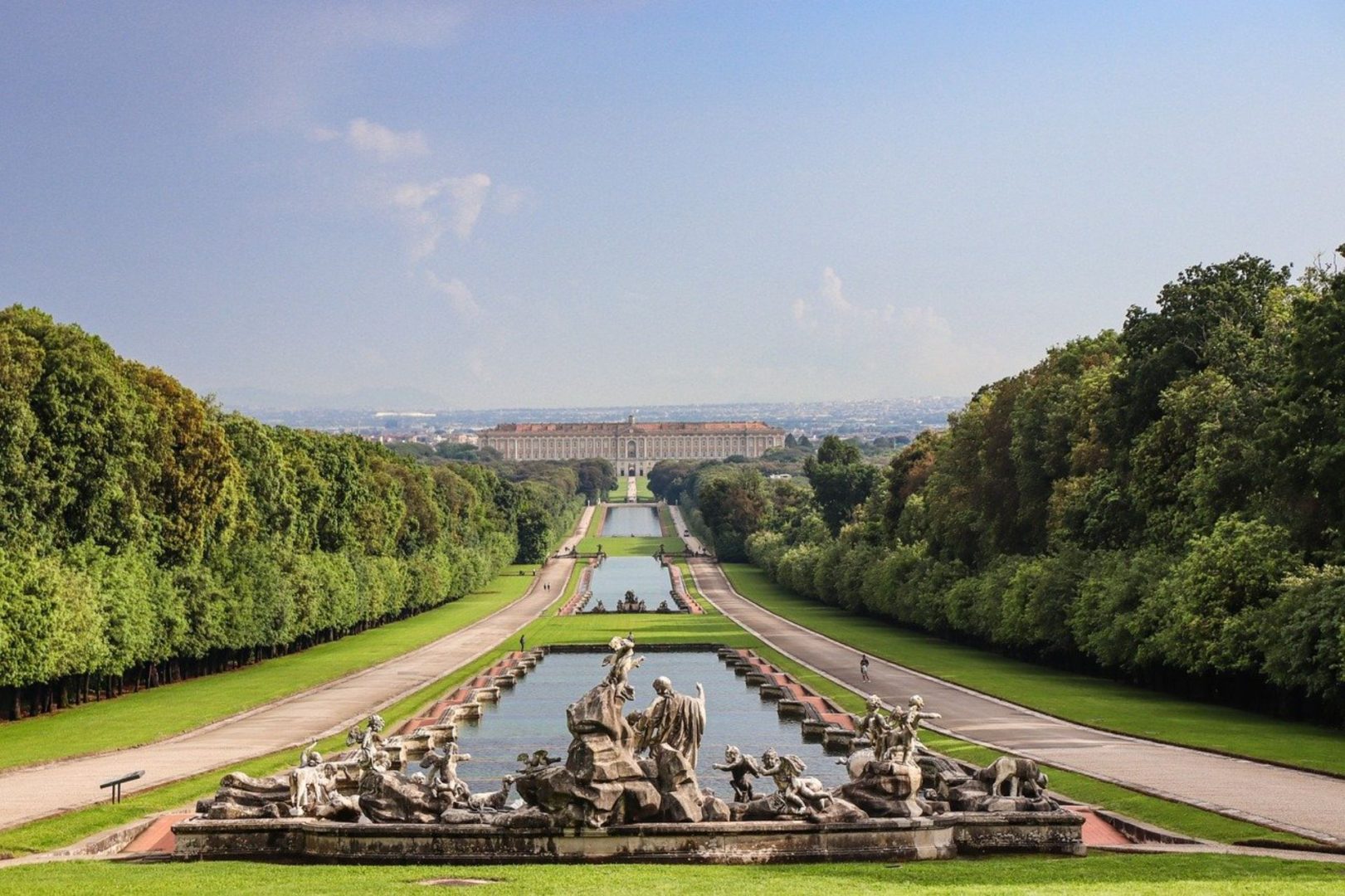 aerial view of the royal palace of caserta