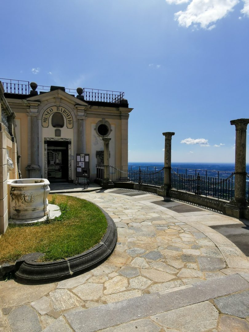 The terrace of the Baroffio Museum in Santa Maria del Monte near Varese