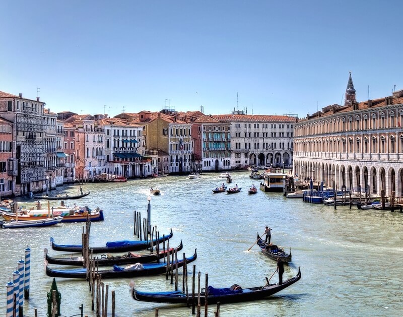 Gondolas on Venice's Grand Canal