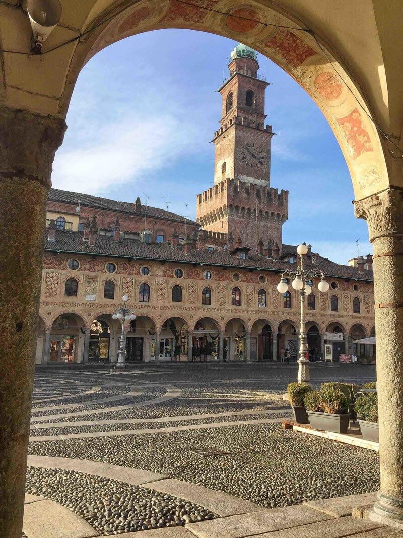 View of the splendid Piazza Ducale in Vigevano